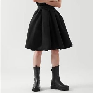 COS Pleated A-Line Black Skirt